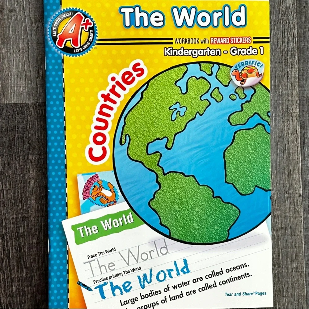 💞 New Kindergarten/1st Grade World Countries Geography Educational Workbook